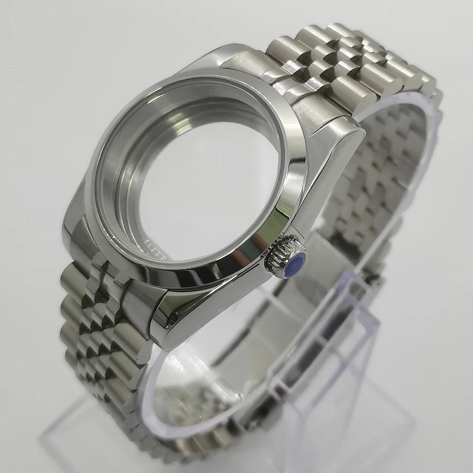 Kaca safir Jubilee 36mm/39mm, casing perak, cocok untuk mesin jam NH35NH36 ETA2824 2836 Seagull ST21