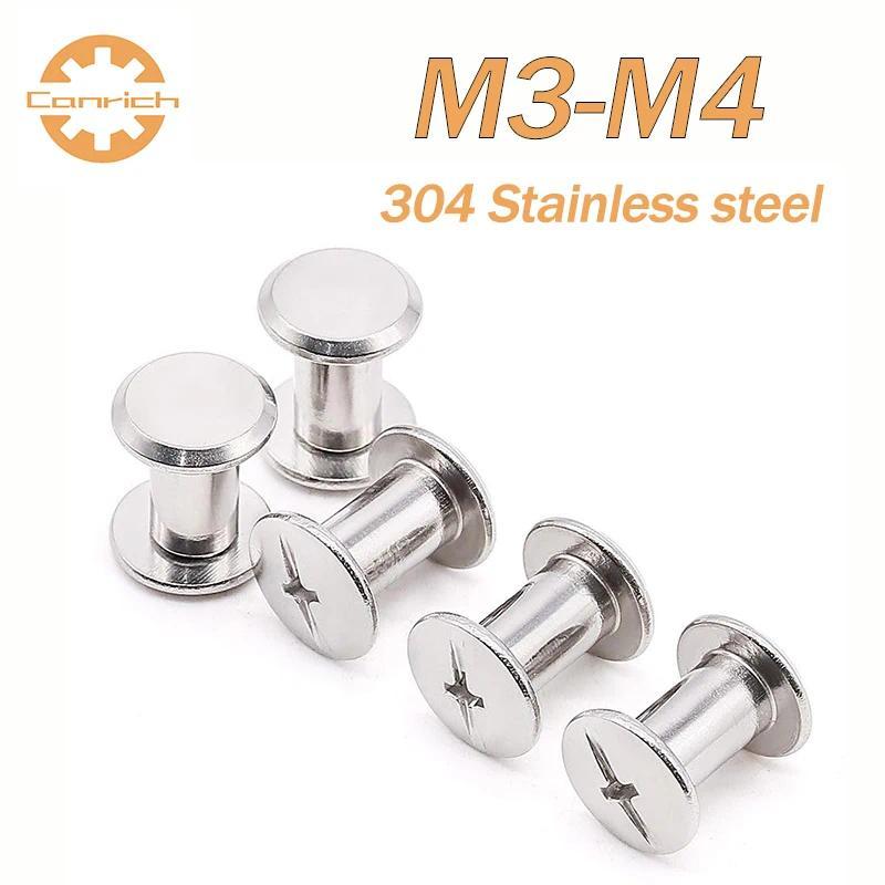 10 set Sekrup Chicago M3 M4 304 Stainless Steel untuk Penjilidan Tas Kulit, Album Foto, Buku, dan Ba