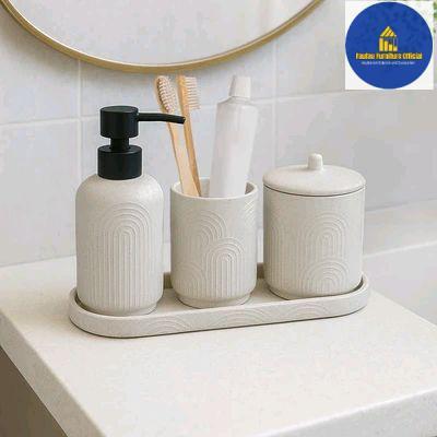 Bathroom Set Perlengkapan Kamar Mandi Keramik Cantik Mogan - Putih