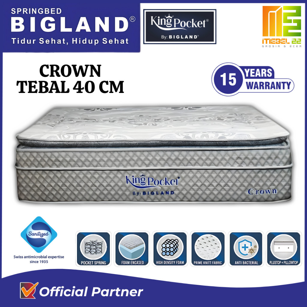 ( PROMO ) Spring Bed King Pocket Bigland 160x200 Tebal 40Cm Double Plush Top - Kasur Saja FREE ONGKI