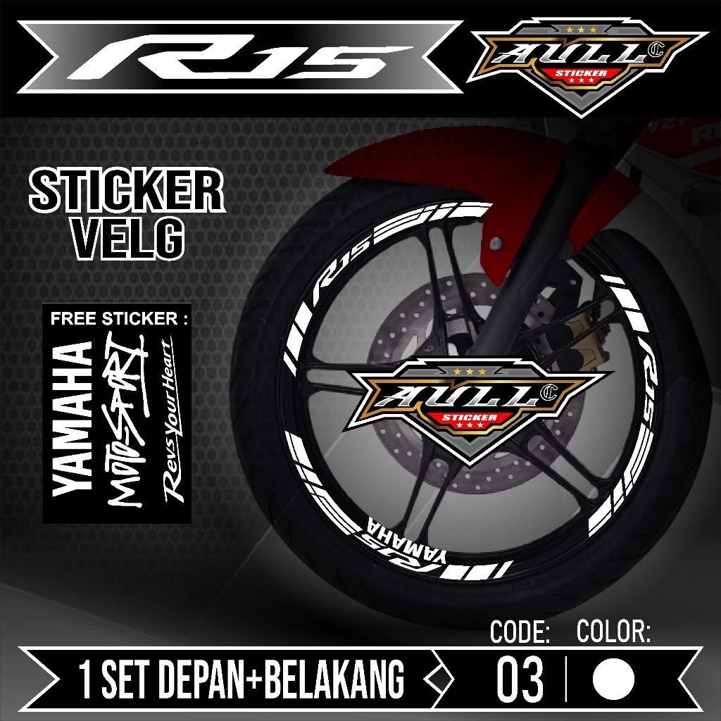 ( COD ) Sticker Velg R15 Cutting Velg Motor Yamaha R15 V2 V3 List Stiker Cutting Velk Ban Variasi Se
