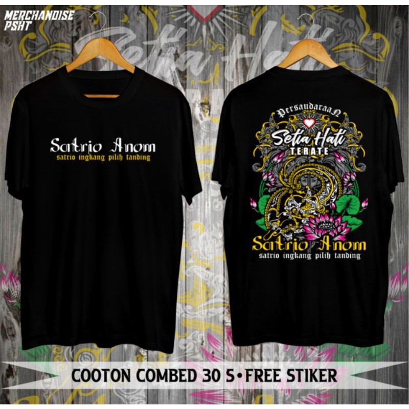 KAOS PSHT KAOS HATI BERSINAR KAOS SH TERATE MOTIF SATRIO ANOM WAYANG BUDAYA JAWA KAOS HITAM KATUN OB
