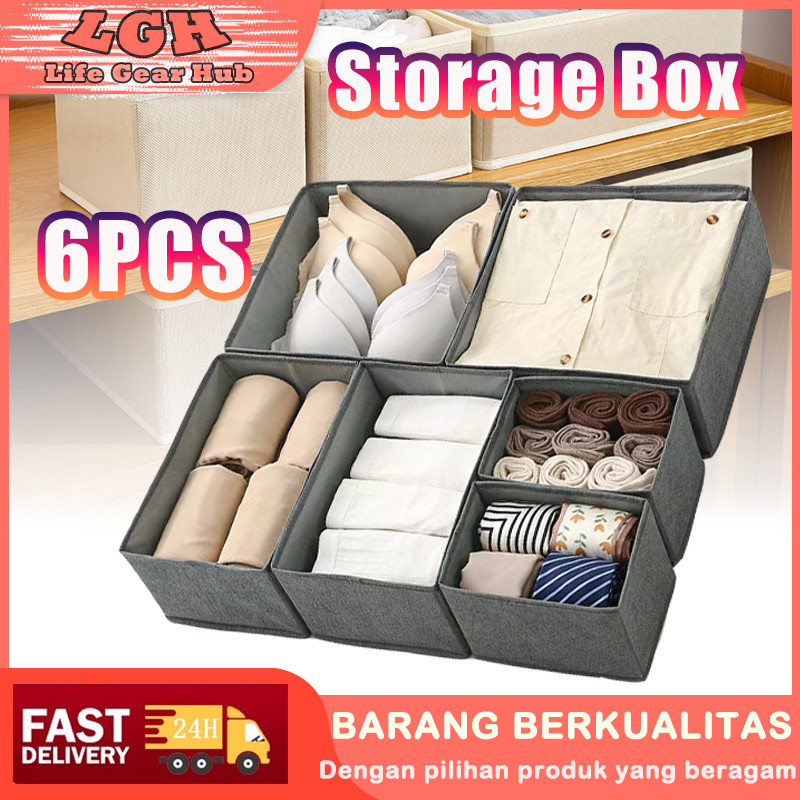 Kotak Penyimpanan 6 Pcs Tas Pakaian Dalam Aksesoris Pakaian Kotak Penyimpanan Baju Bayi Kotak Penyim