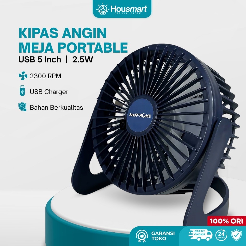 Housmart TaffHOME Kipas Angin Meja Portable Desk Fan USB 5 Inch 2.5W