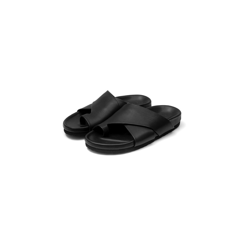 Cajsa | Terra Black - Flats Sandal Kulit Nappa