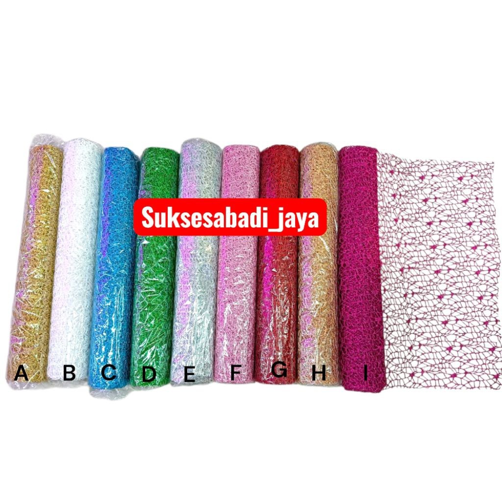 RANUWI HIASAN NATAL Pita Natal SERAT BESAR ROLL ukuran 50cm x 4.5meter / Pita Roll Besar /Pita Pohon