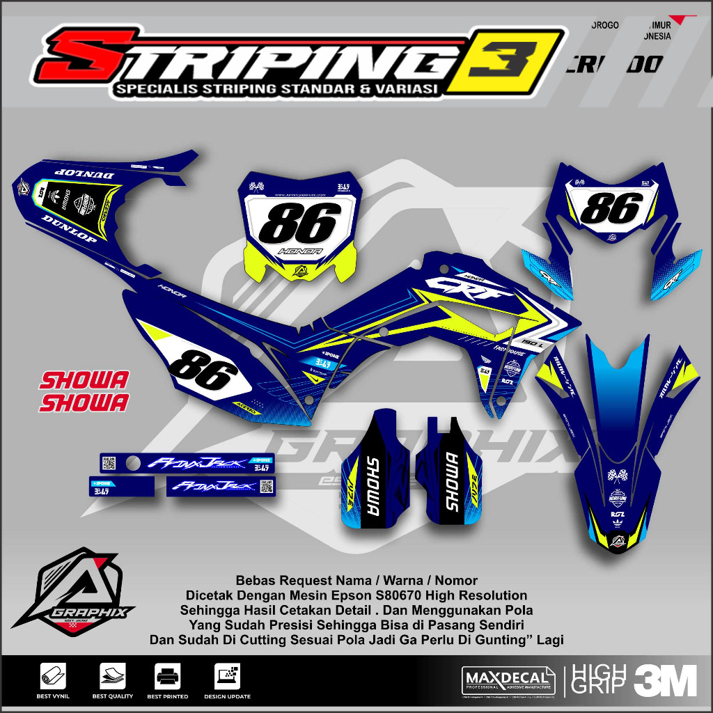 DECAL STICKER CRF 150 /CUSTOM DECAL CRF 150 BIRU /CRF SUPERMOTO