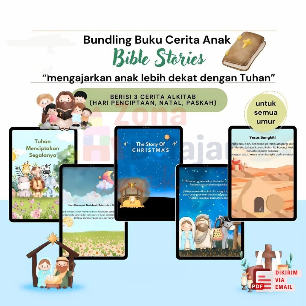 Bundling Cerita Anak Bible Stories | 3 Cerita Alkitab: Penciptaan, Natal & Paskah Edukatif Anak