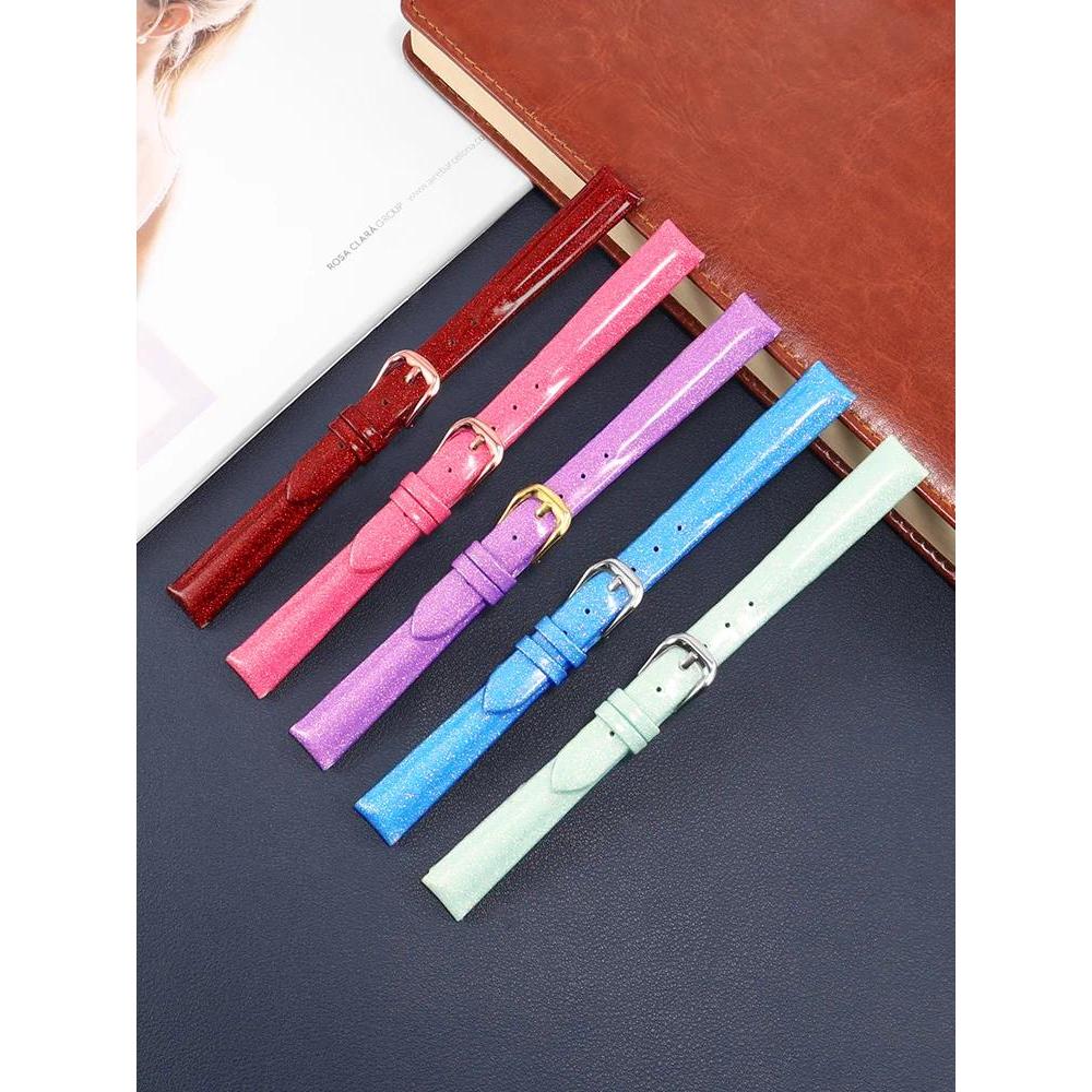 Soft top layer calf leather watch strap for women, suitable for Tissot DW Longines Mido CK patent le