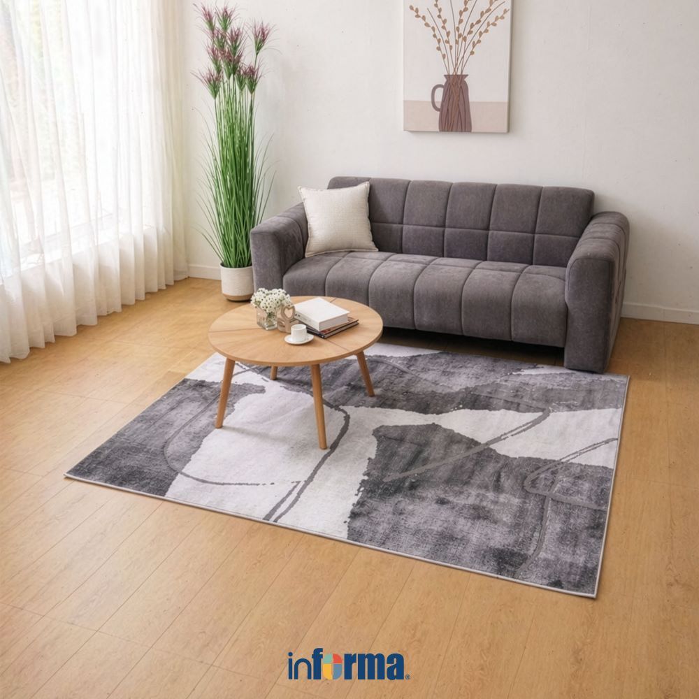 Informa Arya Karpet - Abu-Abu Alas Lantai Dekoratif Rug Permadani Karpet Rumah