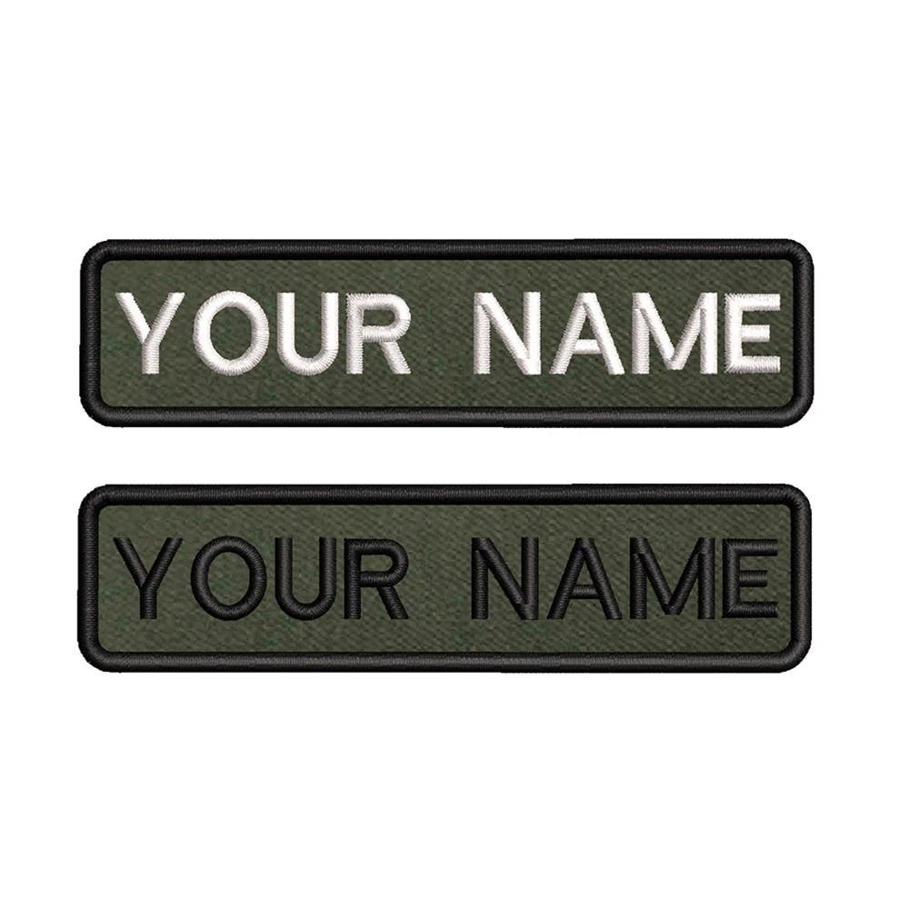 10X25cm Army Green background Embroidery Custom Name Text Patch Stripes badge Iron On Or  Backing Pa