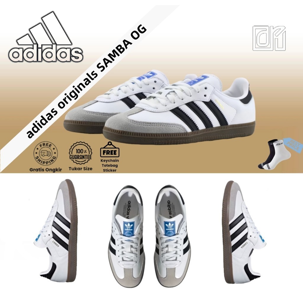 Sepatu Sneakers Samba White+ Black White Samba Hitam Putih Free