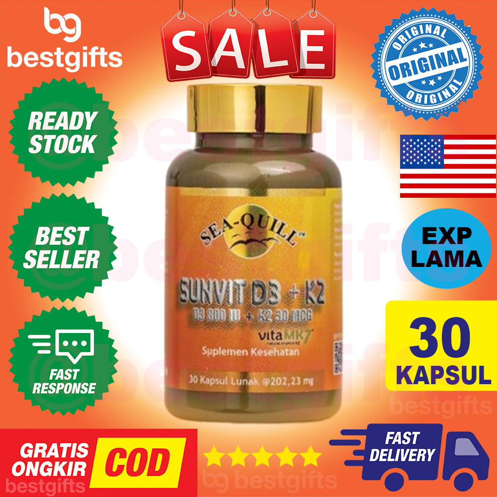 SEAQUILL SEA QUILL SEA-QUILL SUNVIT D3 + K2 MEMBANTU MENJAGA KESEHATAN TULANG, JANTUNG DAN DAYA TAHA