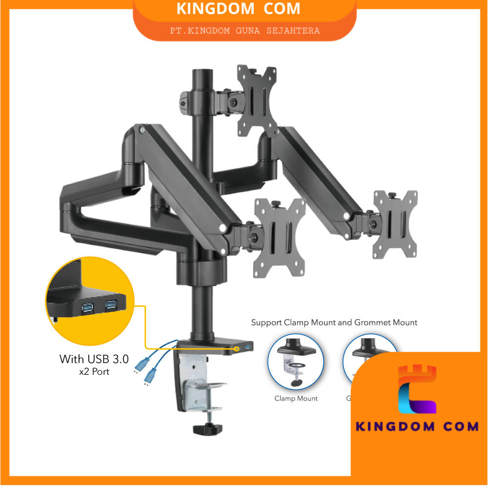 BRACKET MONITOR GAS SPRING OXIMUS P300 TILT SWIVEL ROTATE USB 3.0 x2 - P300