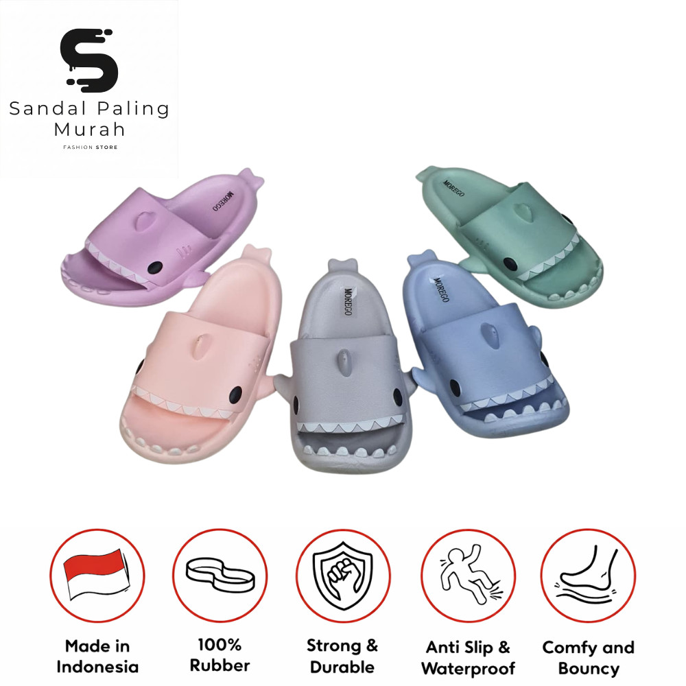 Sendal Selop Anak Morego  Hiu Lucu Trendy Sandal Ikan Baby Shark Sandal Hiu Ringan Comfortable Extra