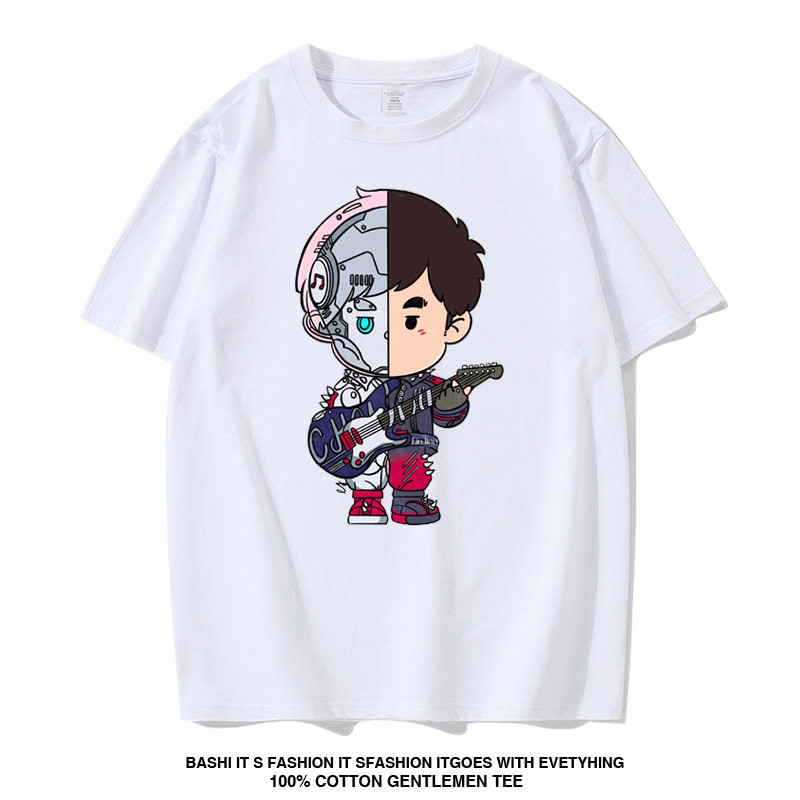 Kaos Oversized T-shirt Jay Chou Half Robot Guitar Print Combed 30s Sablon Premium Tidak Luntur Unise