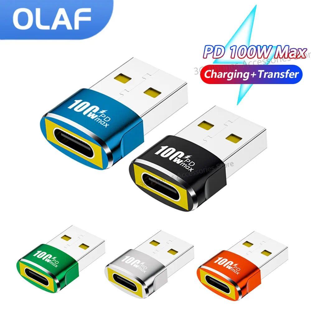 OLAF PD 100W OTG Adapter USB to Type-C Converter USB-A Male To USB C Female Connector For Charging D