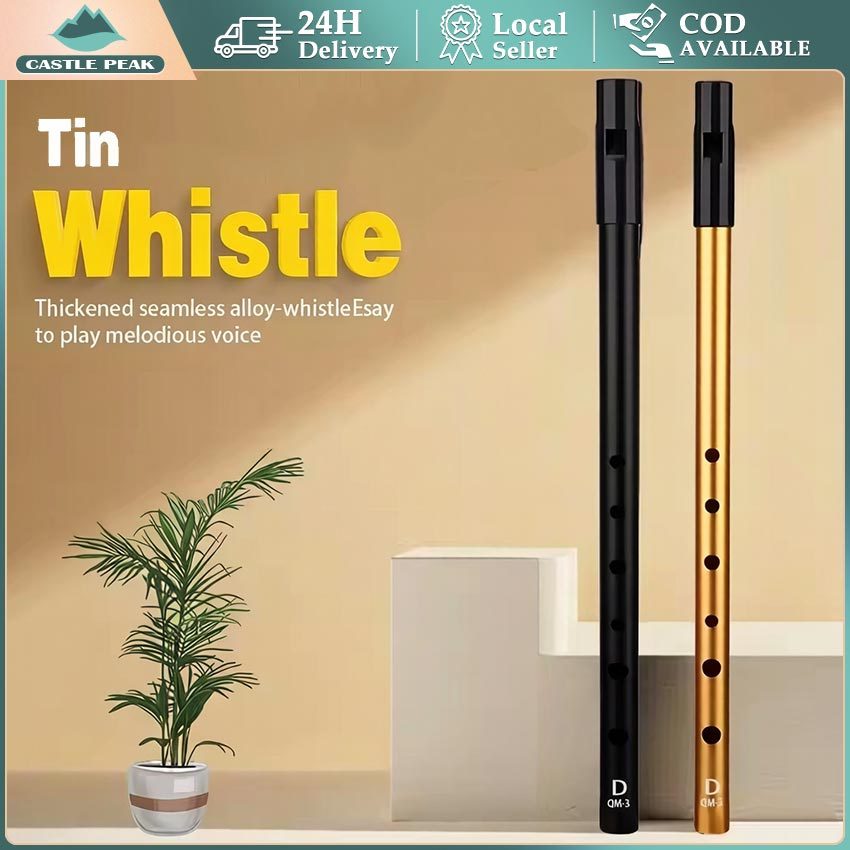 Tin Whistle Flute Irlandia 6 Hole Key C Logam Alat Musik Tiup Tradisional Pemula Berkualitas Indah