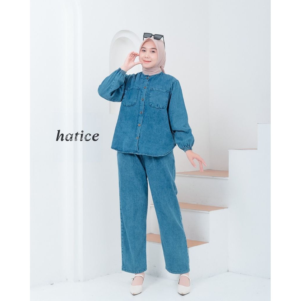 NH - Karina Set Denim / Setcel Jeans Wanita JUMBO STANDAR / OOTD Jeans Saku Dua