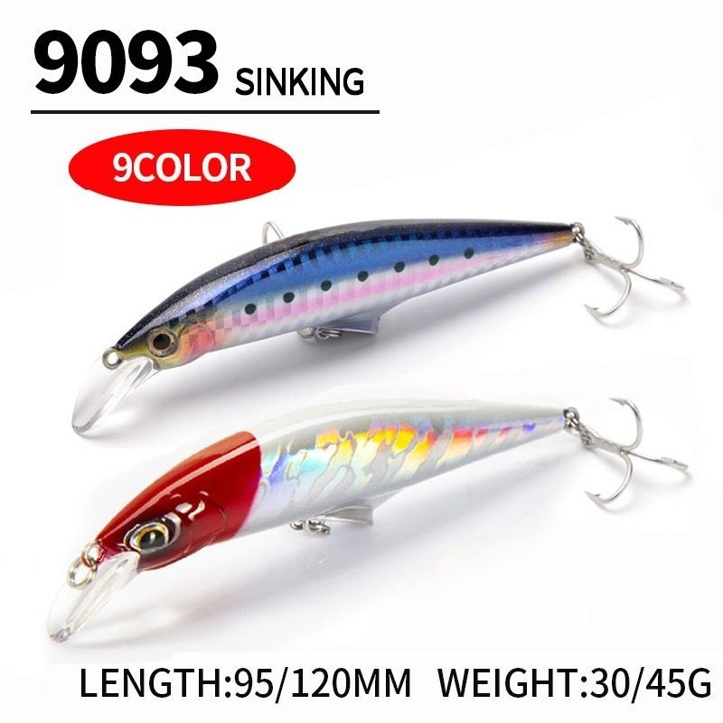Umpan Pancing Minnow Sinking 9.5cm/30gr 12cm/45gr Heavy Casting Popping