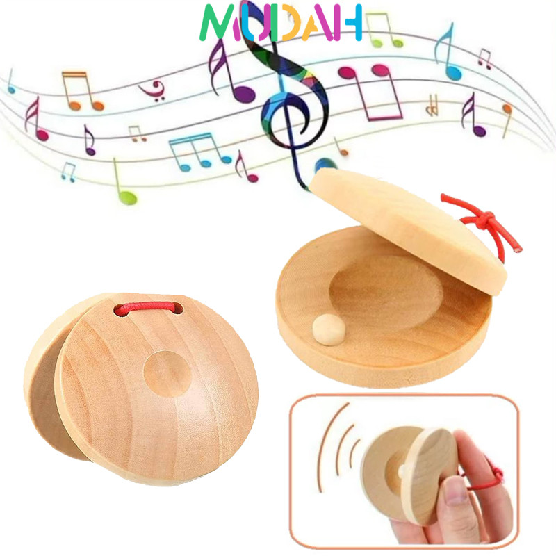 1 Passang  Alat Musik Kastanyet Kayu Kastanyet Castanyet Kayu Diameter 5.5 Cm