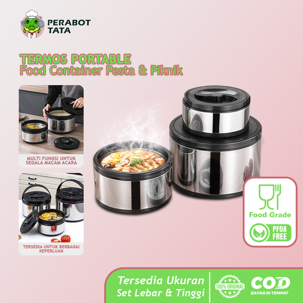 Food Container Portable Termos Makanan Portable Tahan Panas Wadah Saji Lauk & Sayur Kedap Udara