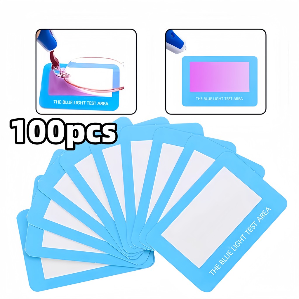 100PCS Kartu Test Kacamata Blue Light Uv Test Paper Alat Tes Sinar Biru Kacamata Blue Light