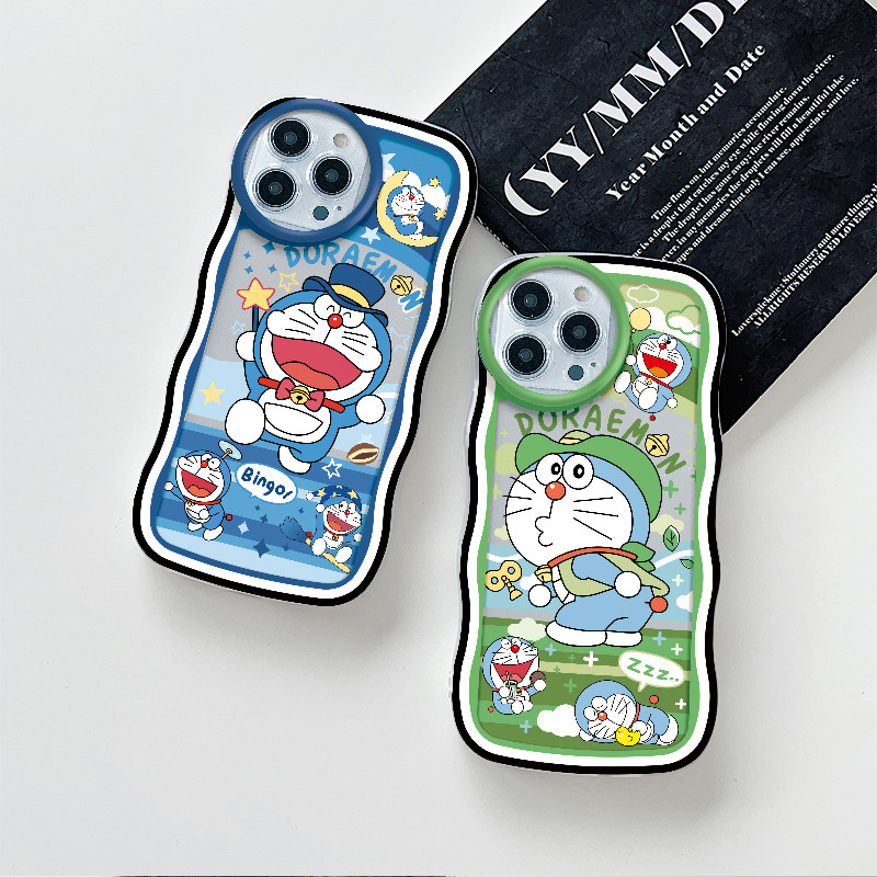 Gelombang Transparan Casing Motif Kartun Doraemon Untuk iPhone 15 14 13 12 11 Pro X XR Xs Max 6 6s 7