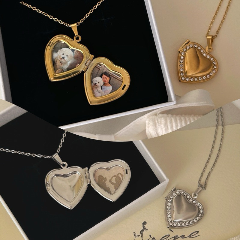 RANUWI Love Note Heart Locket Necklace | Kalung Liontin Foto Ukiran Gift | Sirene Jewelry