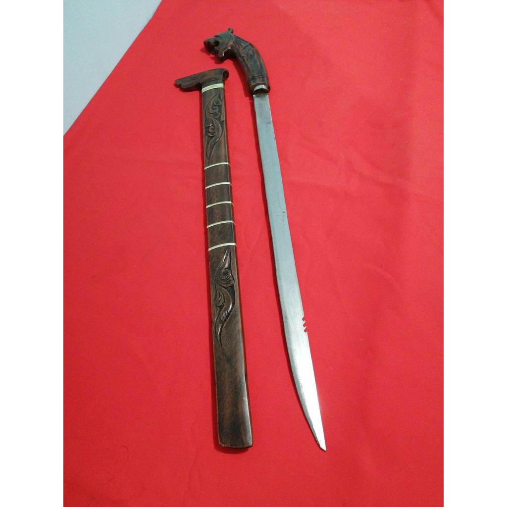 Mega Golok macan barlen panjang motif ukiran