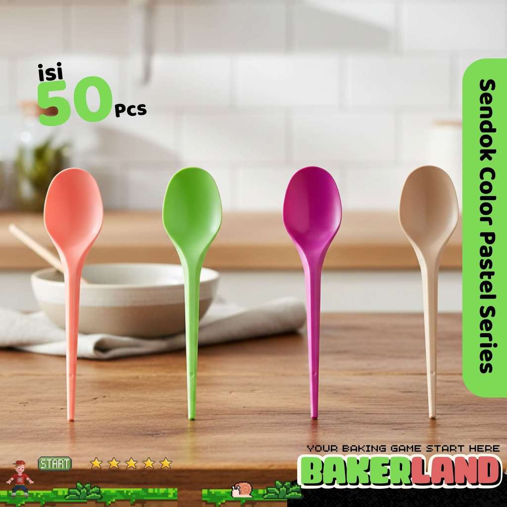 Sendok Plastik Warna Warni / Sendok Plastik 50pcs / Sendok Plastik  / Sendok Warna Pastel
