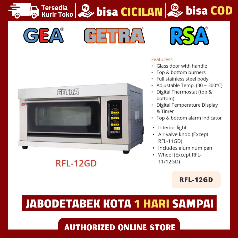 OVEN GETRA 1 DECK 2 TRAY RFL 12GD PEMANGGANG ROTI KUE GARANSI RESMI