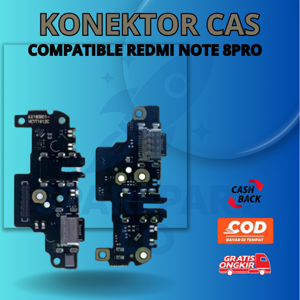 BOARD KONEKTOR CAS REDMI NOTE 8 PRO – PAPAN CHARGER HP REDMI NOTE 8 PRO – FLEXIBLE CONNECTOR CHARGER