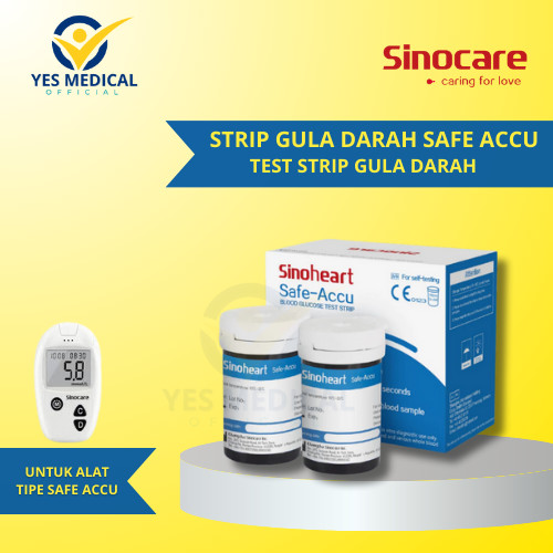 Sinoheart Strip Gula Darah Safe-Accu Strip Uji Gula Darah Sinoheart