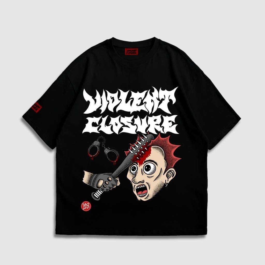 kaos oversize violent closure hitam acab 16s