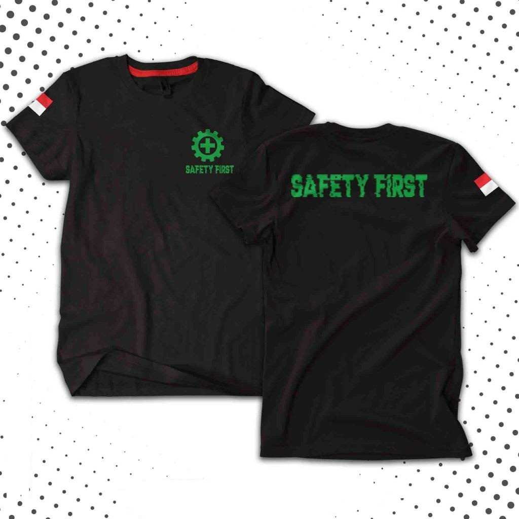 Baju Kaos K3 Safety First Seragam Kerja Lapangan Proyek | Kaos Logo Safety Indonesia Bahan Katun Ade