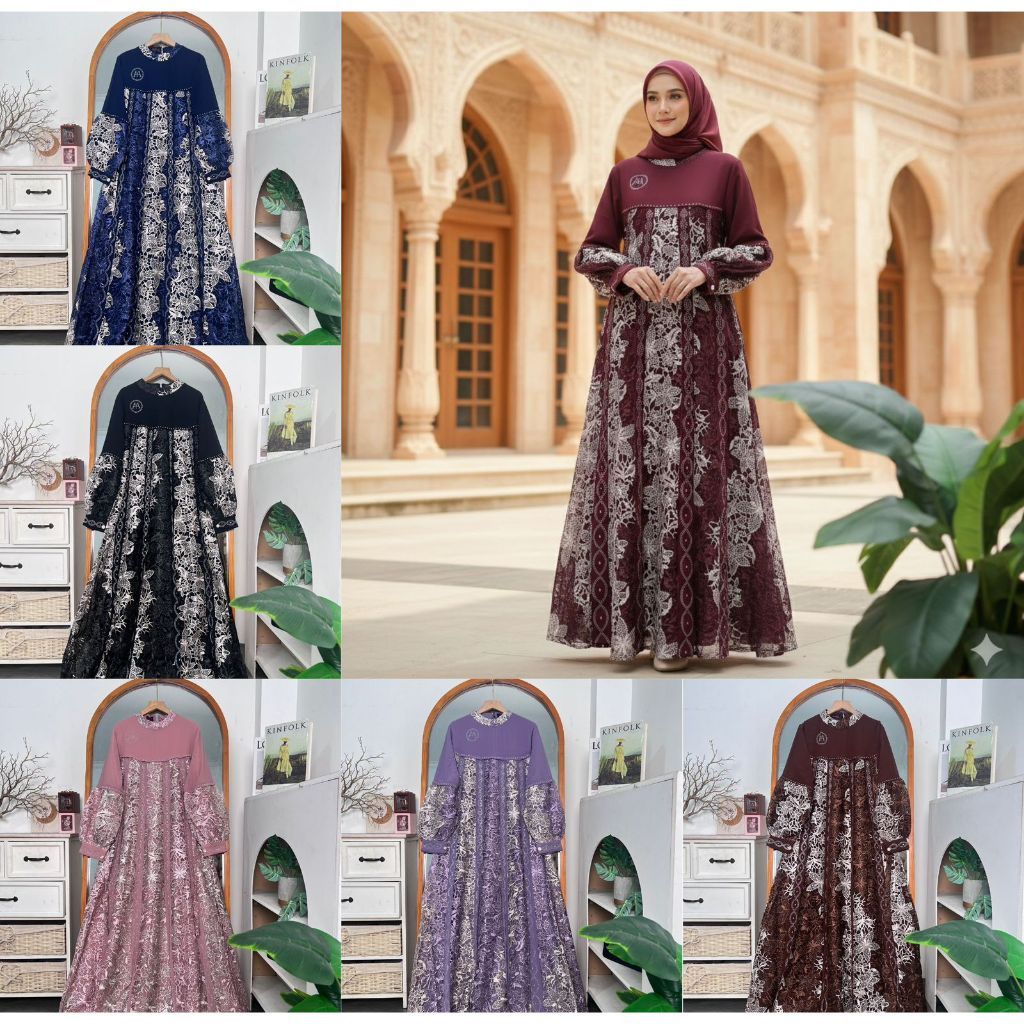 JIELS SHOP PO 572 GAMIS BRUKAT MEWAH STYLE TERBARU