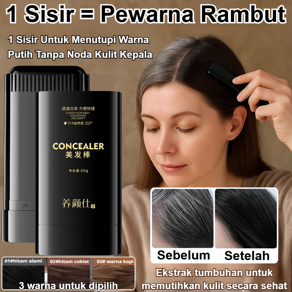 [Tahan Air Keringat] Warna Rambut Sementara/Stik Pewarna Rambut/Penutup Uban/Tahan Lama/Tidak Mudah 