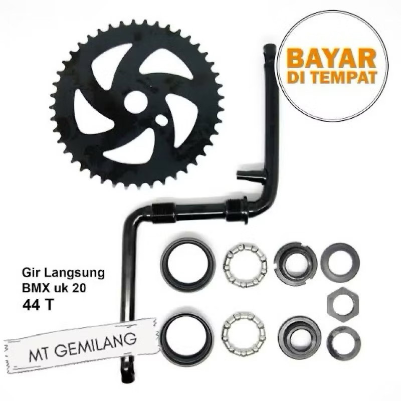 1Set Crank/Piringan Sepeda BMX 20" Hitam Besi