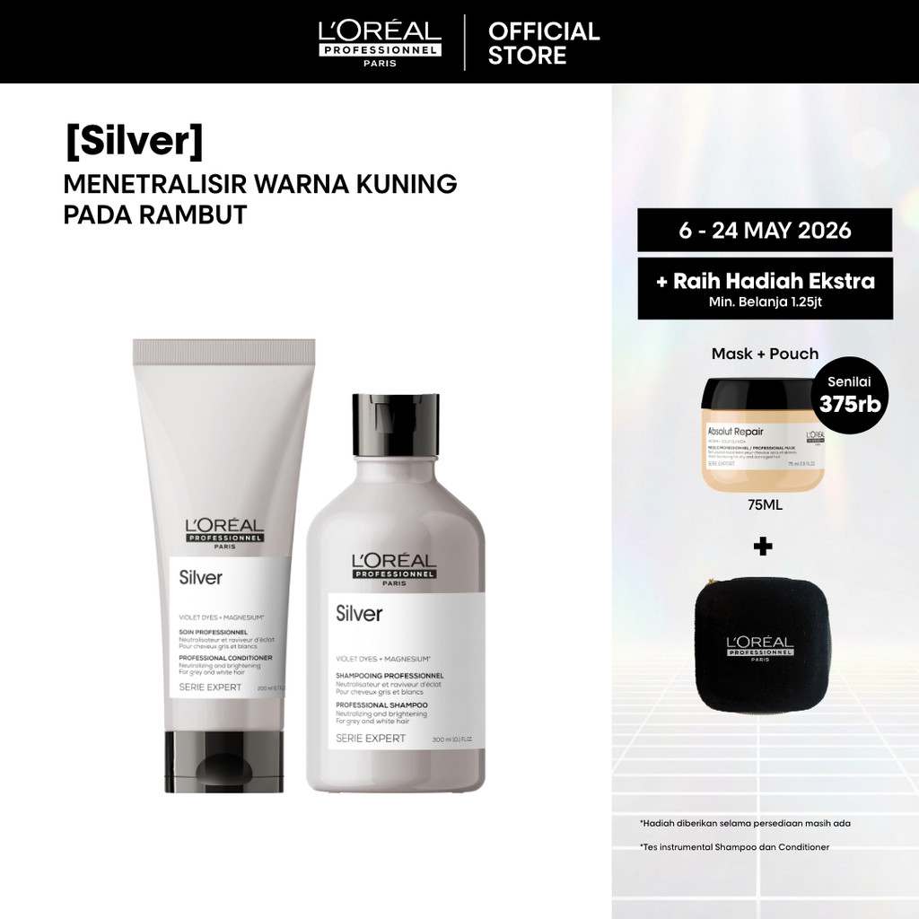 Silver Shampoo 300ml + Conditioner 200ml - Perawatan Untuk Rambut Bleaching by L'Oreal Professionnel