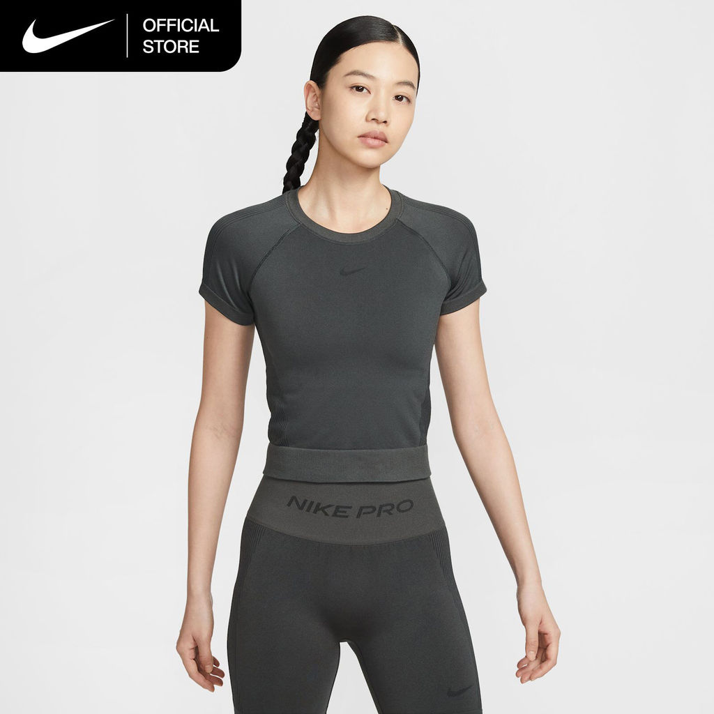 Nike Dri-FIT Women's Pro Seamless T-Shirt - Dark Smoke Grey [IM9973-070]