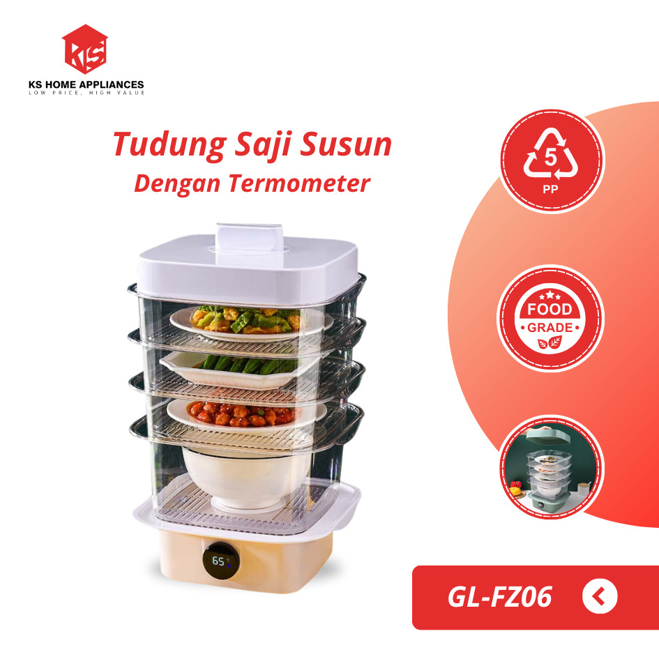 KS Tudung Saji Susun Modern Anti Serangga Dengan Termometer