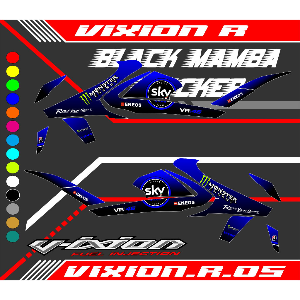 Striping Sticker Vixion R Stiker Vixion R New Sticker Lis List Variasi Yamaha Vixion R