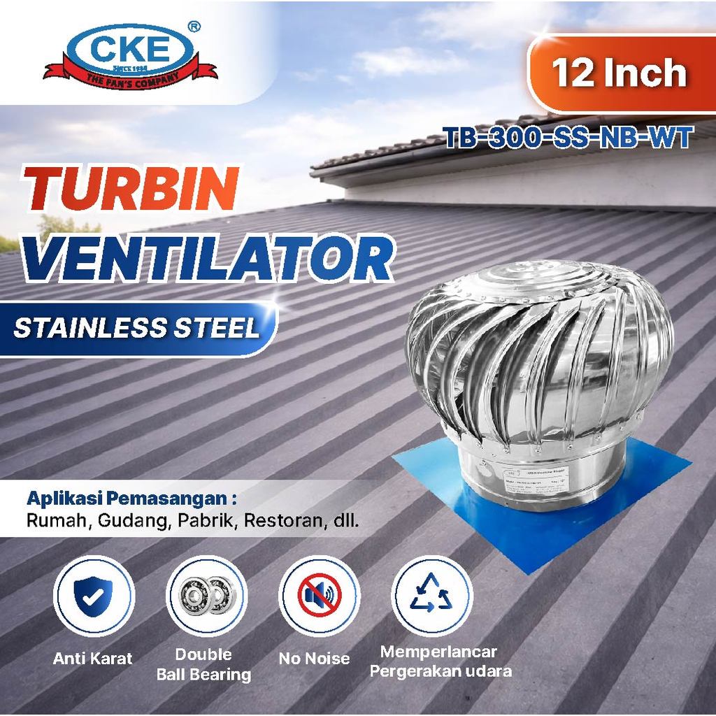 CKE Turbin Ventilator 12 Inch Turbine Roof Ventilasi Atap Rumah Pabrik