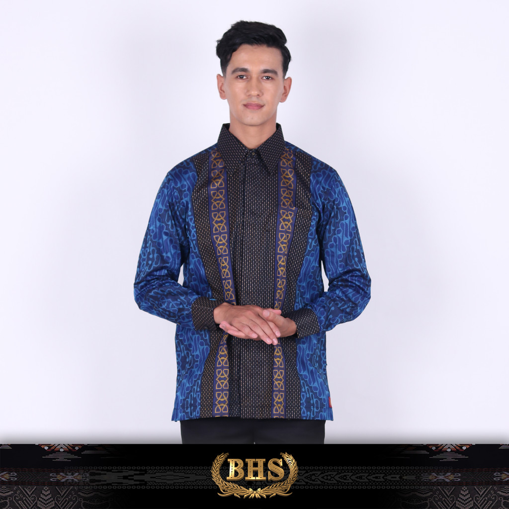 Baju Batik BHS Excellent Warna Biru Kuning