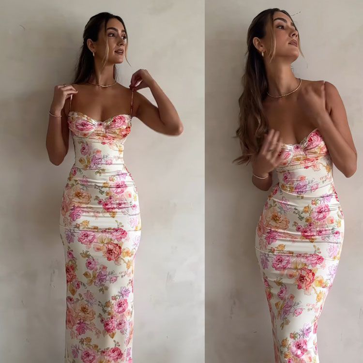 SHEING Dress Tanktop Panjang Wanita Suspender Backless Maxi Dress Long Dress