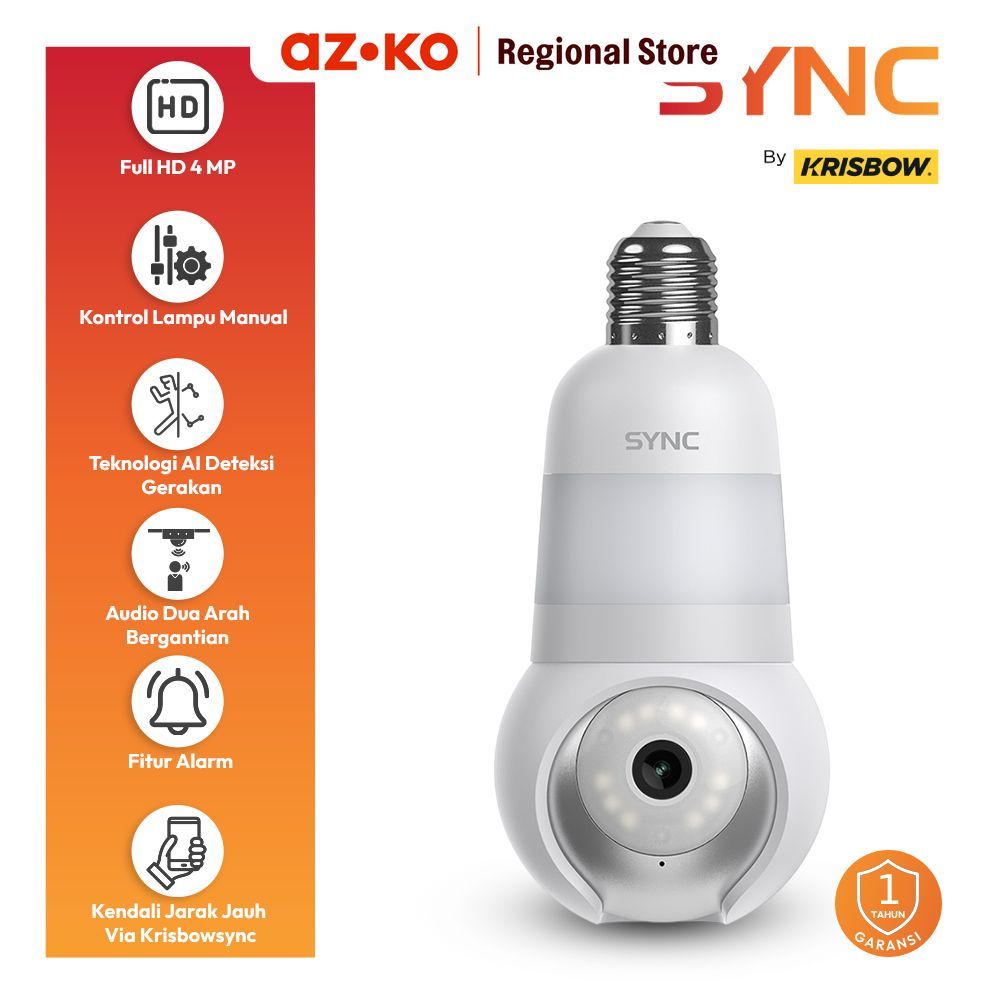 Krisbow Sync Smart IP Camera Wifi Bulb PTZ E2 - Putih Cctv Akses Hp Internet Cctv Wifi Cctv Audio Du