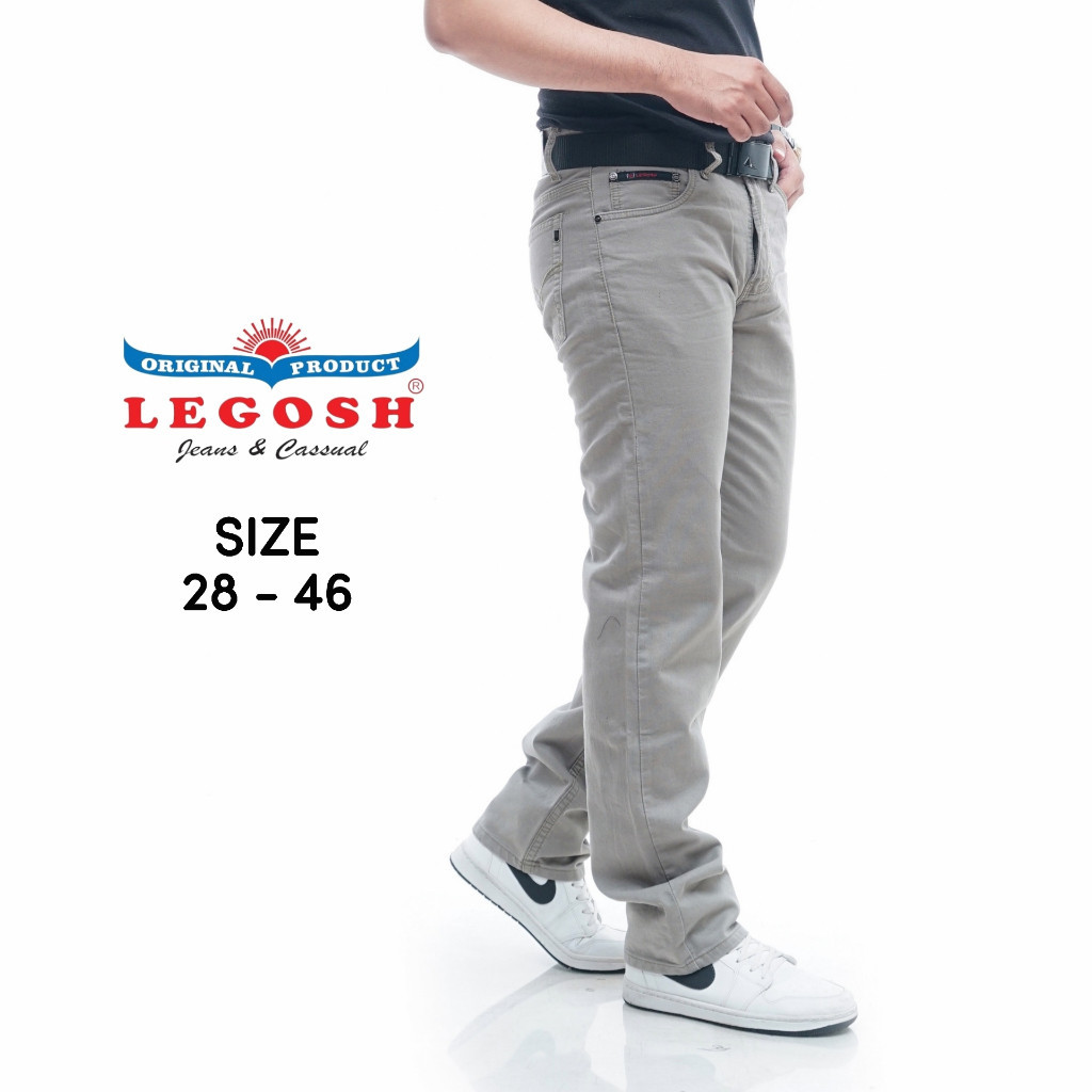 [COD] LEGOSH JEANS Celana Panjang Pria Kanvas Basic Bahan Original Premium Size 28 - 46 jumbo