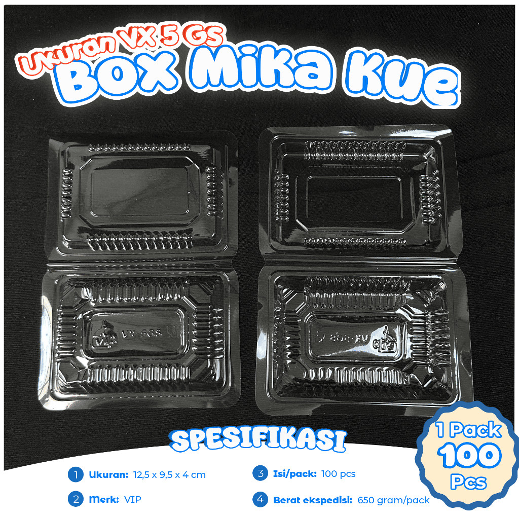 Mika Kue Plastik VIP Ukuran VX-5 GS Isi 100 Pcs / Mika Bolu / Mika Tebal