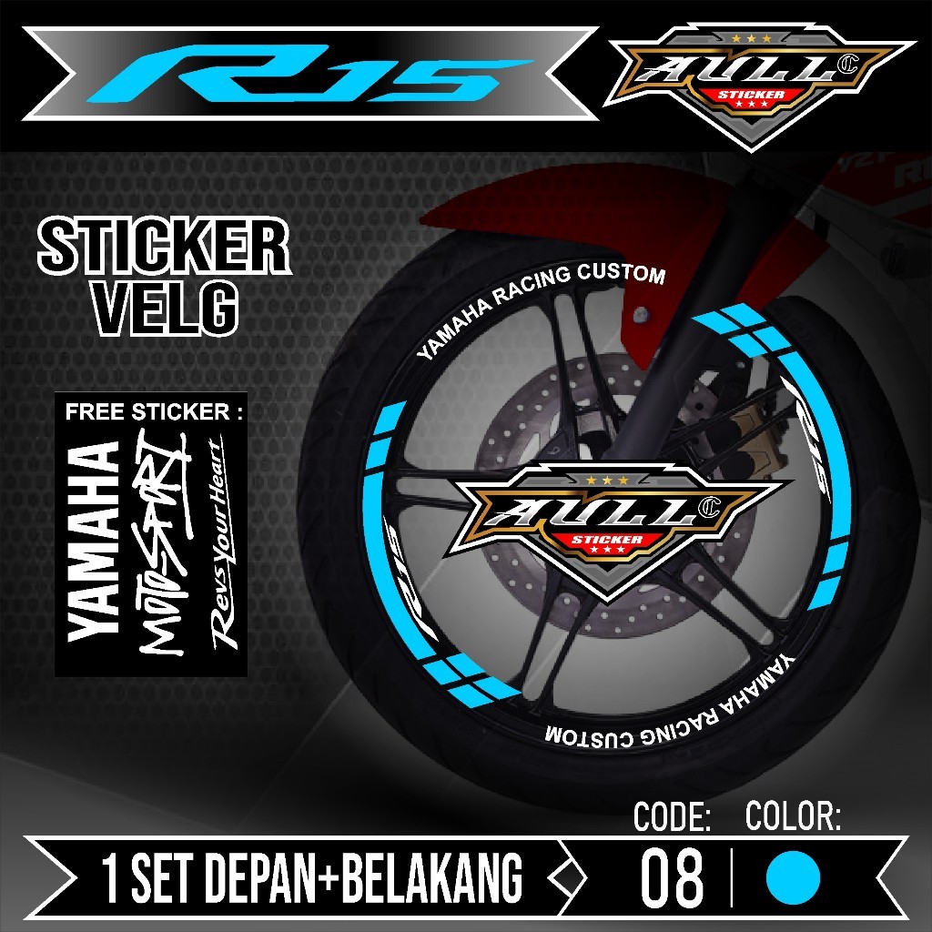 ( COD ) Sticker Velg R15 Cutting Velg Motor Yamaha R15 V2 V3 List Stiker Cutting Velk Ban Variasi Se